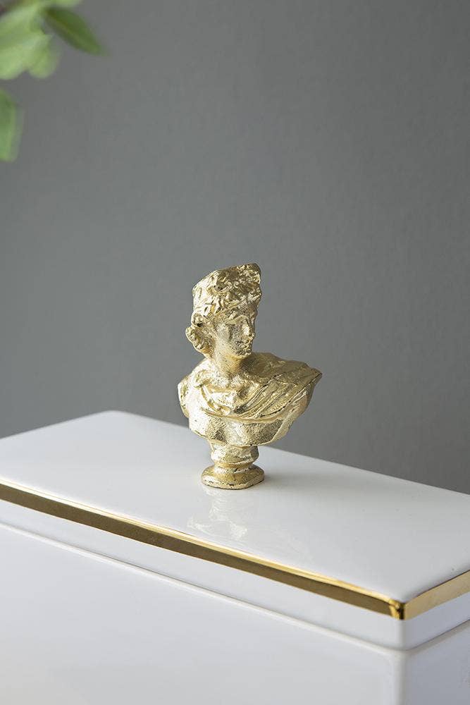 8x3.5x4" Canister w/ Lid - White/Gold