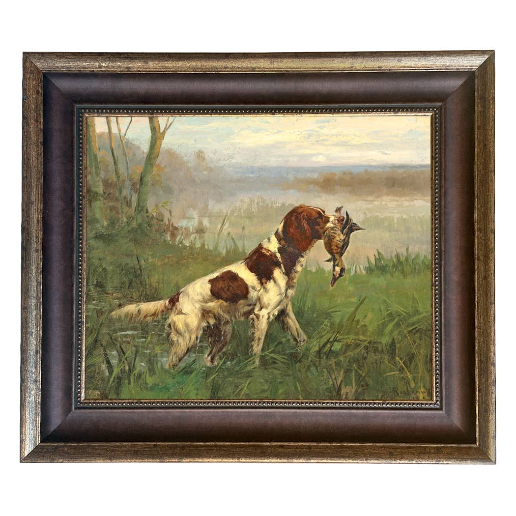Setter and a Ruddy Duck Vintage Painted Print | Wall art