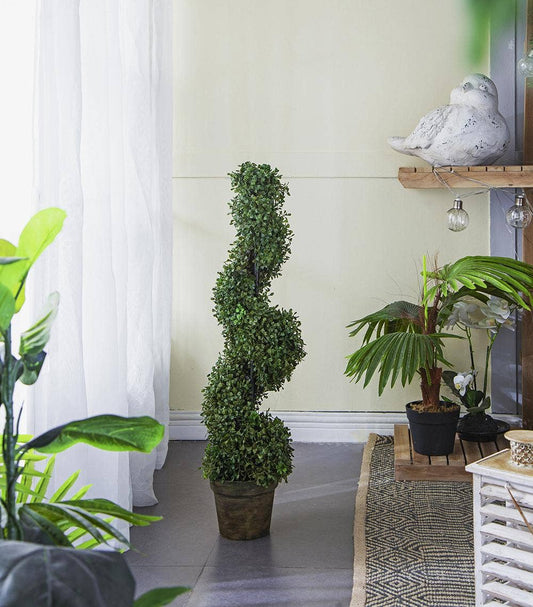 7.5x7.5x35" 3 Foot Tall Artificial Spiral Boxwood Tree