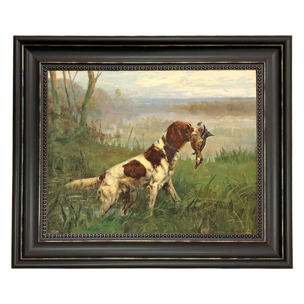 Setter and a Ruddy Duck Vintage Painted Print | Wall art
