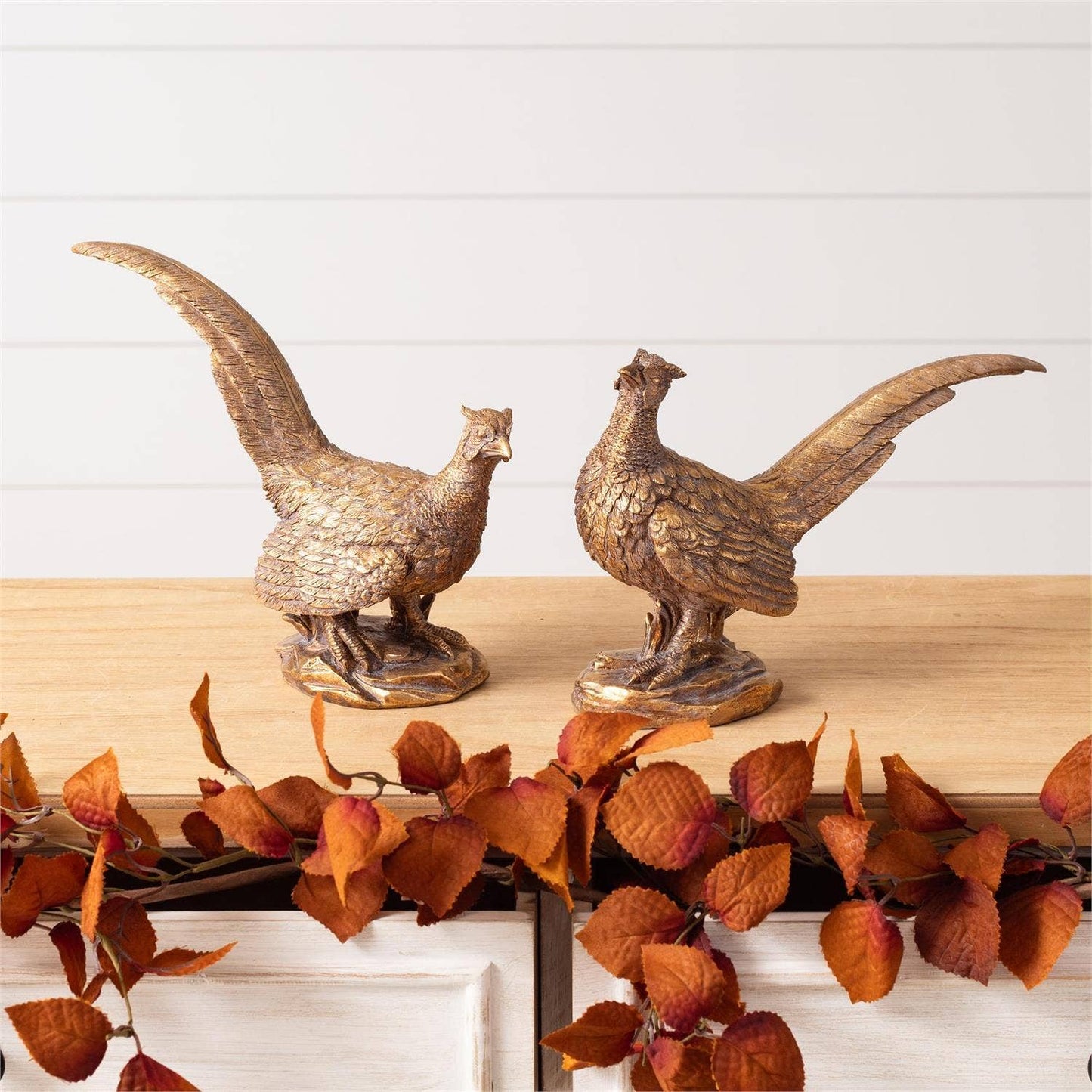 Gold Pheasant Figurine set of 2