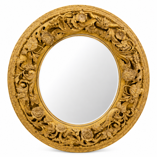 Maitland-Smith Carved Oval Wall Mirror